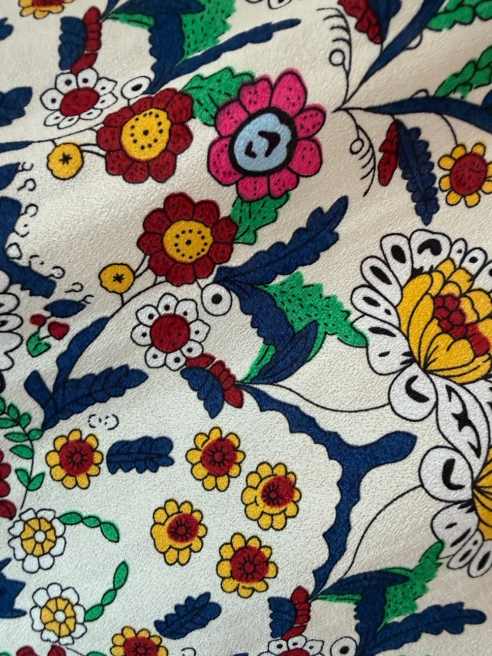 Floral Open-Front Duster Kimono in White with Multicolor Print - Picture 4 of 5